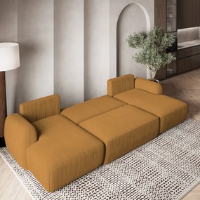 Masseno Narożnik SAVONA z funkcją spania i pojemnikiem na pościel Narozniki U, Rozkładana sofa - Żółty, POSO 01