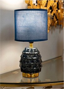 Niebieska lampa stołowa ceramiczna z tekstylnym kloszem (wysokość 30,5 cm) Pigny – Mauro Ferretti