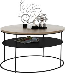 Okrągły stolik kawowy w stylu loft dąb lancelot T9-N75