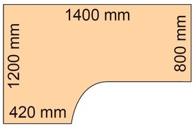 Ergonomiczne biurko MIRELLI, 140x120 cm, lewe, brzoza