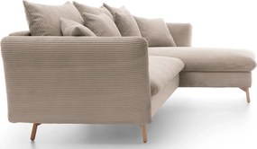 Sztruksowa kanapa narożna rozkładana cappuccino L7-F96