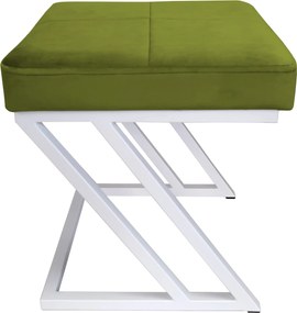 Pufa ZETA tkanina Welur loft ławka podnóżek metal : Kolor Stelaża - Biały, Kolor tkaniny - VELVET - BL75, Typ tkaniny - Velvet