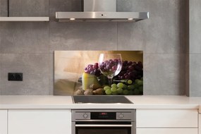 Szklany Panel Pusty Kieliszek i Winogrona