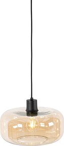 Inteligentna lampa wisząca czarna z bursztynowym szkłem z WiFi A60 - Bizle