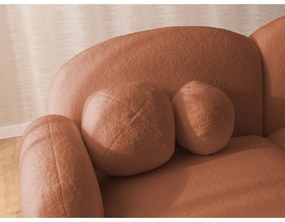 Narożnik z materiału bouclé (lewostronny/z szezlongiem) w kolorze terakoty Orbit – Ropez