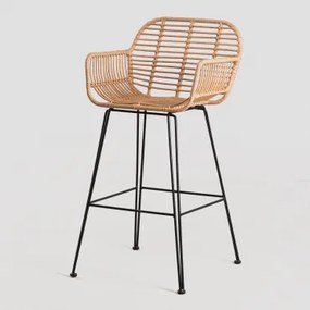 Zestaw 4 Wysokich Stołków Ogrodowych Z Syntetycznego Rattanu Eska Czarna & ↑75 Cm - Sklum