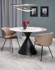 Krzesło do jadalni tapicerowane beżowy mat welur K587