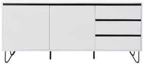 Komoda z 2 zamykanymi schowkami i 3 szufladami z MDF i stali - Biały i Czarny - ABUJA marki Pascal Morabito