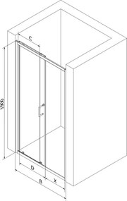 Mexen Apia drzwi prysznicowe rozsuwane 135 cm, transparent, czarne - 845-135-000-70-00