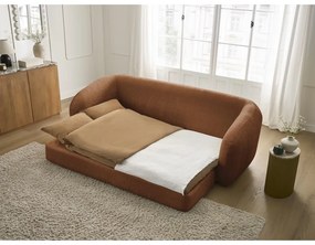 Ceglasta rozkładana sofa z tkaniny szenilowej 228 cm Neyo – Bobochic Paris