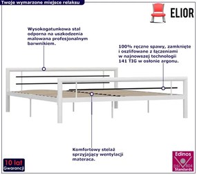 Białe metalowe łózko 140x200 cm - Hegrix
