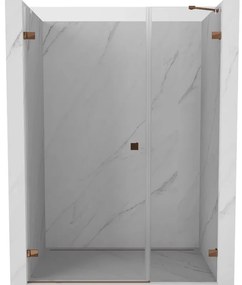 Mexen Lunar-B drzwi prysznicowe uchylne lewe 125 cm, transparent, różowe złoto - 832S-125-050-60-00-L
