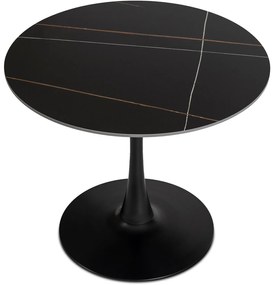 Stół Okrągły SANDER 90 cm Ceramiczny Czarny do Salonu Nowoczesny Loft