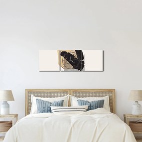 Obraz - Abstrakcja z tropikalnymi liśćmi N⁰4 (z zegarem) (90x30 cm)