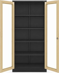 Szafa metalowa z witryną antracytowa / orzech: Eco Design AMELIA, 900 x 1850 x 400 mm