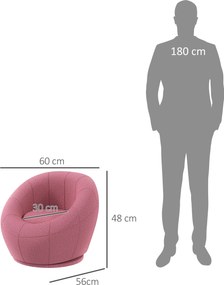 HOMCOM Fotel Obrotowy do Salonu Różowy Komfortowy i Stylowy Obciążenie do 120 kg | Aosom PL