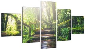 Obraz - drewniane schody w lesie (125x70 cm)