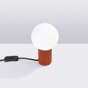 Pomarańczowa lampa stołowa ze szklanym kloszem (wysokość 19 cm) Orbital – Sollux