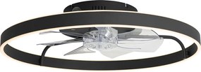 Wentylator sufitowy czarny 70 cm z LED z możliwością ściemniania i pilotem - Maddy