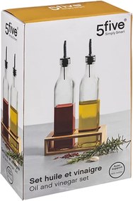 Butelki na olej i ocet w bambusowym stojaku GUSTO, 2x 480 ml
