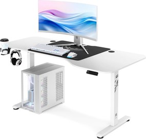 Biurko gamingowe z regulacją wysokości Diablo X-Tensio 160 cm, kolor biały