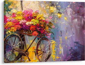 Obraz - Koło z kwiatami (70x50 cm)