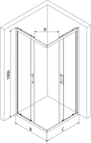 Mexen Rio kabina prysznicowa kwadratowa 80 x 80 cm, białe pasy, chrom - 860-080-080-01-20