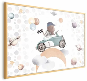 Plakat Miś w wyścigówce 60x40 cm z ramą złotą bez marginesu ARTGEIST B
