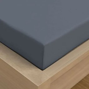 Kvalitex Prześcieradło satynowe z gumką ciemnoszary, 80 x 200 cm