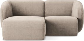 Jasnobrązowy narożnik z tkaniny szenilowej (lewostronny/z szezlongiem) Lani – Makamii