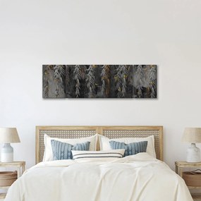 Obraz - Gałązki wierzby na czarnym tle (170x50 cm)