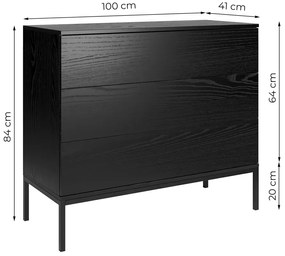Czarna komoda z 3 szufladami L9-B39
