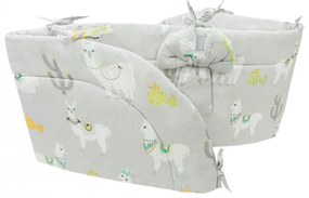 Szara pościel do łóżeczka z motywem w lamy - bawełniana 100% - 120x90