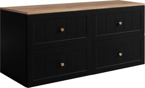 Zestaw mebli łazienkowych pod umywalkę, czarna / dąb Craft, 120 (2 x 60) x 46 x 58 cm , 3 kolory uchwytów w zestawie
