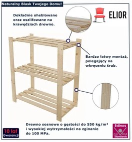 Regał naturalny drewniany z 3 półkami - H3-G27