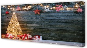 Zdjęcie na płótnie Prezenty, Choinka, Deski i Dekoracje