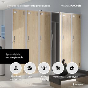 Szafa socjalna czterokomorowa Eco Design Kacper 80x50x180 cm biały/dąb sonoma