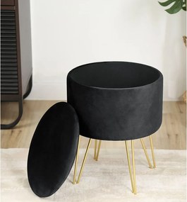 Pufa AKORD LILI welurowa otwierana z pojemnikiem kolor Czarny wysokość 45 cm