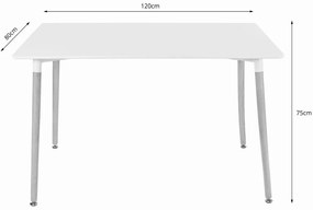 Zestaw jadalniany 1 + 4, biały stół jadalny ADRIA 120x80 cm + kremowe aksamitne krzesło LAVA