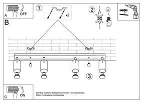 Czarna lampa wisząca Nice Lamps Etna 4L