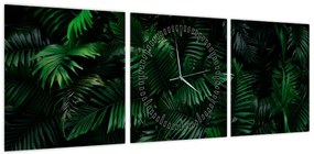 Obraz - Paprocie tropikalne (z zegarem) (90x30 cm)