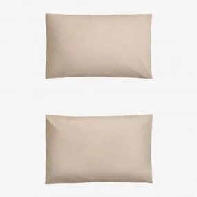 Pack 2 Poszewek Na Poduszki Z Perkalu Bawełnianego O Gęstości 180 Nitek Lesia Kremowa Tapioca & 50 X 75 Cm - Sklum