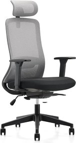 Fotel biurowy - obrotowy i regulowany na wysokość - materiał i siatka - szary i czarny - MELTE