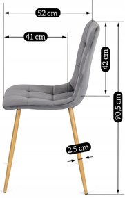 Krzesło Tapicerowane do Jadalni FREDY Szare Welurowe Nowoczesne Loft