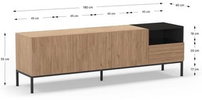 Szafka pod TV w naturalnym kolorze 180x55 cm Cailin – Marckeric