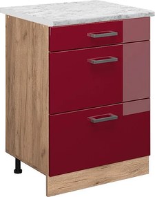 Szafka dolna do kuchni czerwony połysk 60x60x81.6 r-line