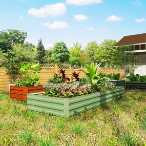 Outsunny Podwyższone Grządki Ogrodowe z Stali, Otwarte Dno, Łatwy Montaż, 241 dł. x 90,5 szer. x 30 wys. cm, Zielony