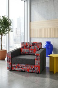 Szaro-czerwony fotel z funkcją spania P9-S17