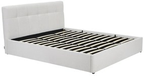 Łóżko ze skrzynią 180 x 200 cm - Tkanina z bukli - Biały - MAZIRI