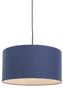 Lampa wisząca czarna klosz granatowy 50cm - Combi Nowoczesny Oswietlenie wewnetrzne